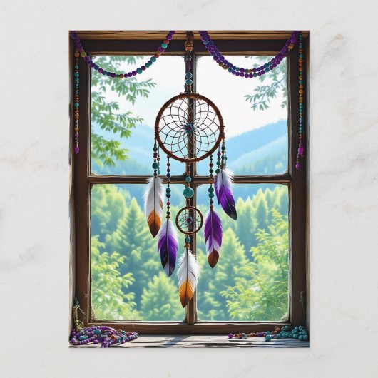 Dreamcatcher in Window | Boho Art Briefkaart (Voorkant)