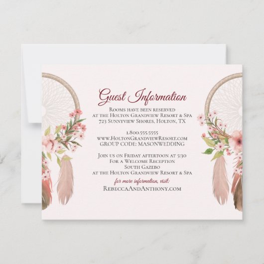 Dreamcatcher | Insertion de la carte d'information (Devant)