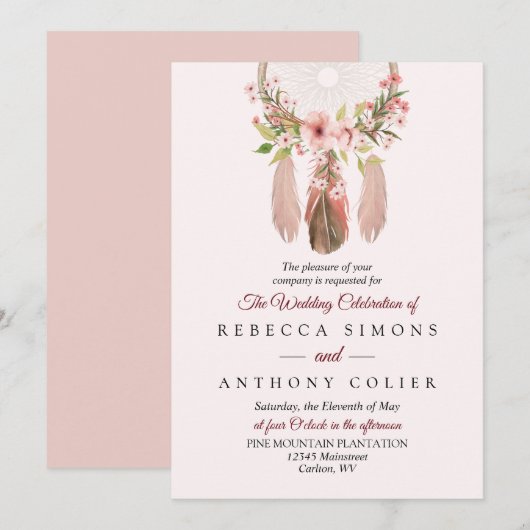 Dreamcatcher | Invitations de mariage personnalisé (Devant / Derrière)