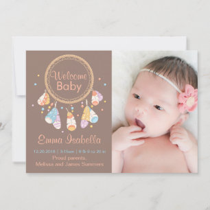 Dreamcatcher Nieuwe Baby Pasgeboren Geboorte Aanko Aankondiging