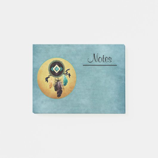 Dreamcatcher op een blauwe achtergrond post-it® notes (Voorkant)