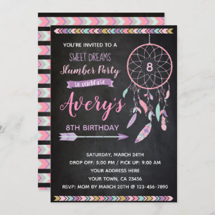 Dreamcatcher Stwood Party Invitation Chalkboard
