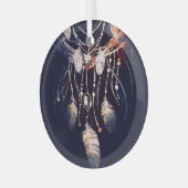 Dreamcatcher, takken, boho stijl, digitale kunst. glas ornament (Voorkant links)