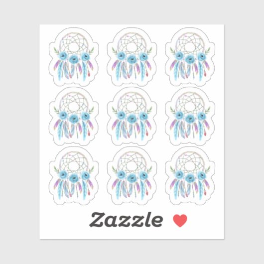 Dreamcatcher Waterverf Feather Boho Planner Sheet Sticker (Vel)