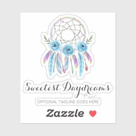 Dreamcatcher Waterverf veren rustieke Boho Logo Sticker (Vel)
