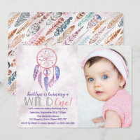 Dreamcatcher Wild One Photo Invitations d'annivers