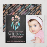 Dreamcatcher Wild One Photo Invitations d'annivers