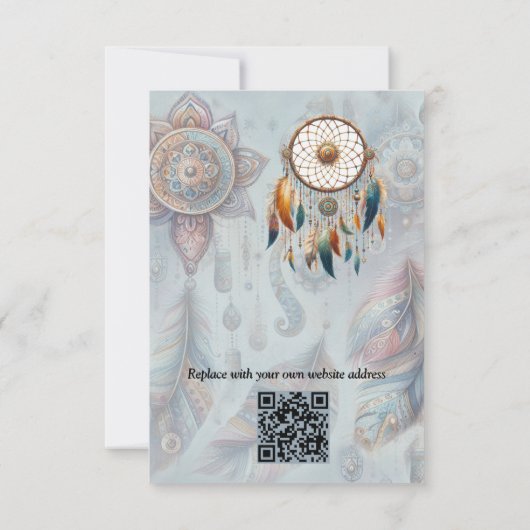 Dreamcatchers in een Boheems thema RSVP Kaartje (Achterkant)