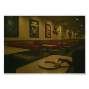 Dreamcore Restaurant met Entiteit – Liminal Surrea Foto Afdruk