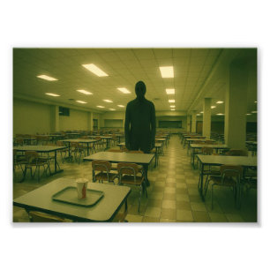 Dreamcore School Cafetaria met Entiteit - Liminal Foto Afdruk