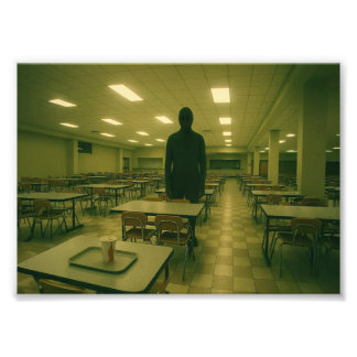 Dreamcore School Cafetaria met Entiteit - Liminal Foto Afdruk