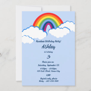 Dreamed 3e anniversaire Rainbow Party Invitation C