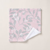 Dreamical Botanical : Toile rose avec Feuilles gri (Gant de toilette)