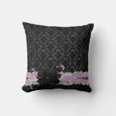 Dreamight Night Black Flower Damask Coussin (Recto)