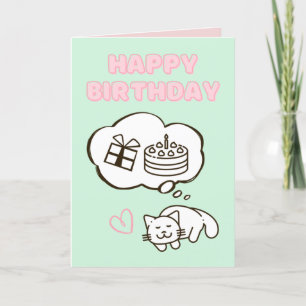 Dreaming Cat&Cake Happy Birthday Kaart