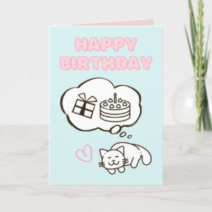 Dreaming Cat&Cake Happy Birthday Kaart