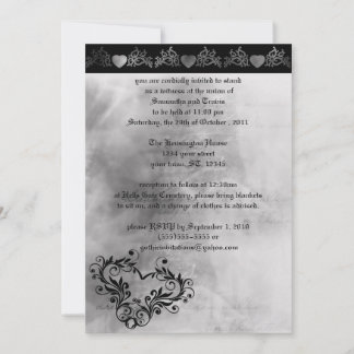 Dreaming Hearts Gothic Wedding Invitation Kaart