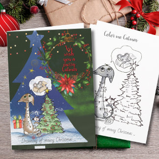 Dreaming of Mousy Christmas | Cat & Color me Card Feestdagen Kaart