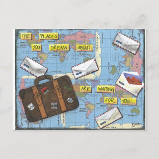 Dreaming of Travel - Mixed Media Artwork Briefkaart