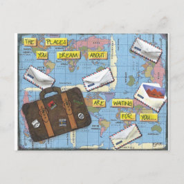 Dreaming of Travel - Mixed Media Artwork Briefkaart