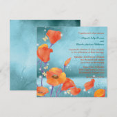 Dreaming papaver Red & Turquoise Wedding Kaart (Voorkant / Achterkant)