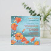 Dreaming papaver Red & Turquoise Wedding Kaart (Staand voorkant)