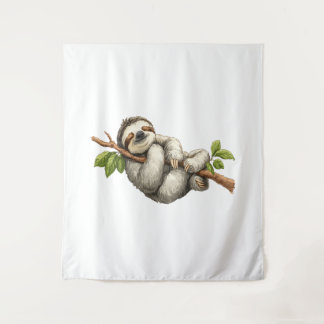Dreaming Sloth on a Branch Wandkleed