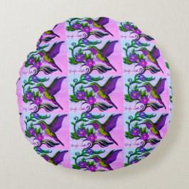 Dreaming van de Paarse Hummingbird Pillow Rond Kussen