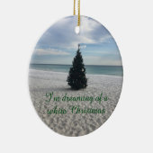 Dreaming van de Witte Kerstfeestdag op strand Keramisch Ornament (Rechts)