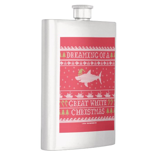 Dreaming van Great White Kerstmis Ugly Sweater Heupfles (Rechts)