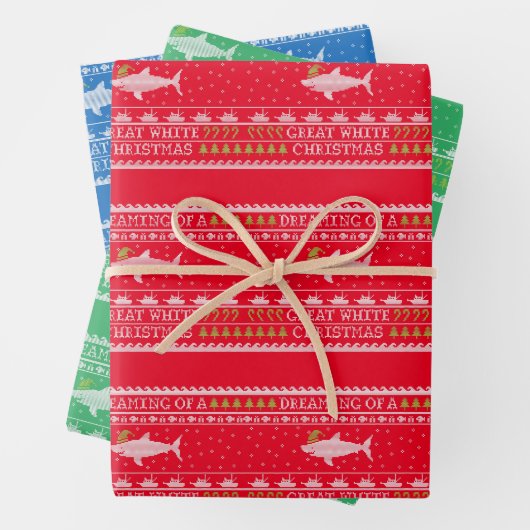 Dreaming van grote witte haai Ugly Sweater Inpakpapier Vel (In situ)