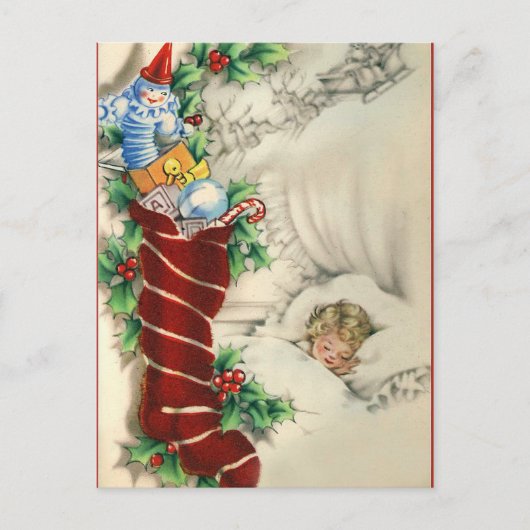 Dreaming van het kerstretro-briefkaart feestdagenkaart (Voorkant)