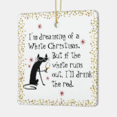 Dreaming van White Kerstmis Funny Wine Cat Keramisch Ornament (Links)
