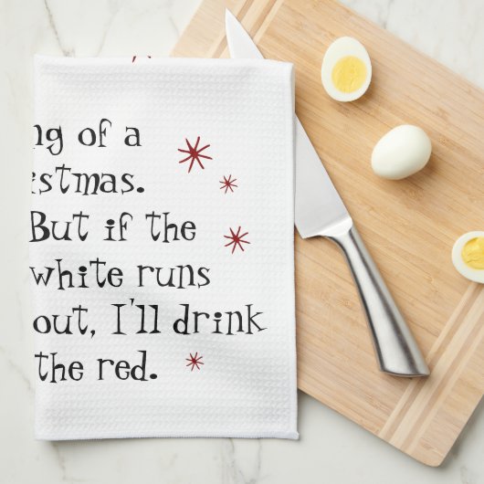 Dreaming van White Kerstmis Funny Wine Cat Theedoek (Quarter Fold)