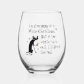 Dreaming van White Kerstmis Funny Wine Cat Wijnglas Zonder Voet (Voorkant)