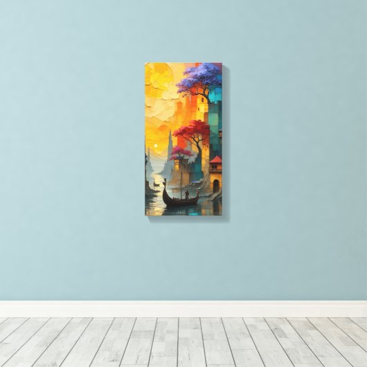 dreamlike cityscape artwork wall frame canvas afdruk (Insitu (Houten vloer))