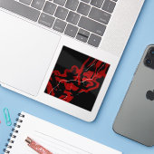 Dreams and Nightmares Abstract Red Black Fluid Art Sticker (Laptop met iPhone)