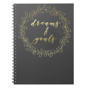 Dreams & Goals - Gold Script Typography Notitieboe Notitieboek