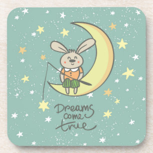 Dreams komen uit Bunny op de maan Bier Onderzetter