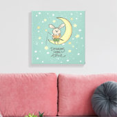 Dreams komen uit | Bunny op de maan Canvas Afdruk (Insitu (Woonkamer))