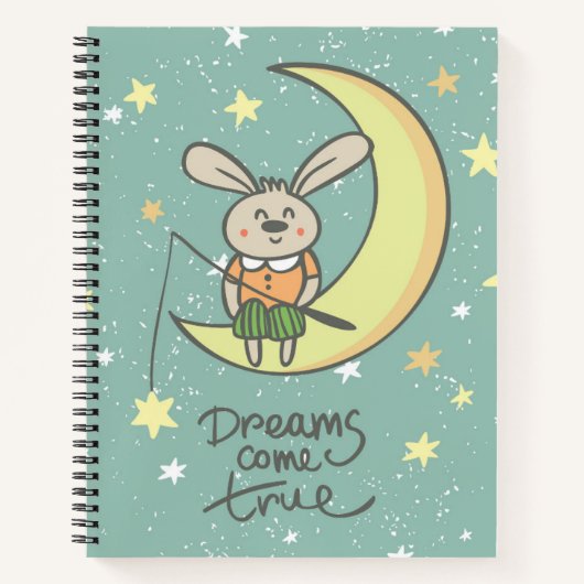 Dreams komen uit | Bunny op de maan Notitieboek (Voorkant)