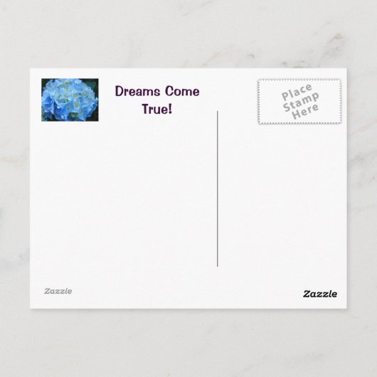 Dreams komen uit True! briefkaarten Blue Hydrangea (Achterkant)