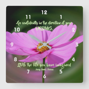 Dreams Quote Cosmos Flower Inspirerend Vierkante Klok