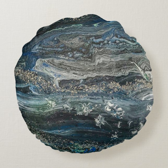 Dreams van de Ocean'20 abstracte schilderende kera Rond Kussen (Achterkant)