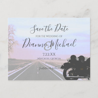 Dreams van de Open Road Motorcycle Wedding Aankondigingskaart