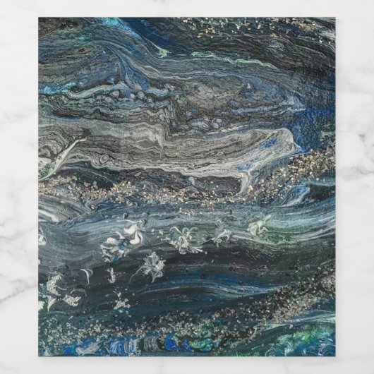 Dreams van het abstracte schilderij Ocean'20 Wijn Etiket (Enkel label)