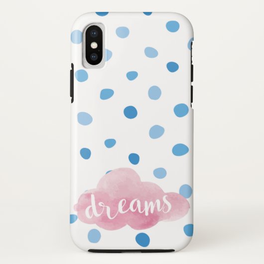Dreams Waterverf Blue Polka Dots Case-Mate iPhone Case (Achterkant)