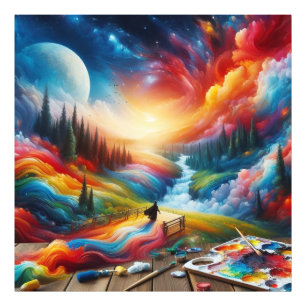 Dreamscape Abstract: levendige digitale kunstprint Foto Afdruk