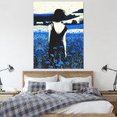 Dreamscape Blue Champ de Fleurs Sauvages Art Mural (Insitu(Chambre))