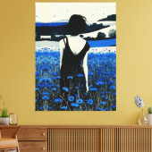 Dreamscape Blue Champ de Fleurs Sauvages Art Mural (Insitu(Salon))